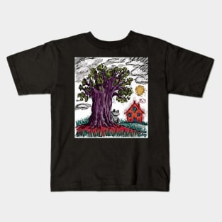 watercolor frog weird tree with house Kids T-Shirt